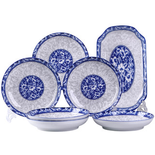 Jingdezhen fish plate vegetable plate household ceramic plate steamed fish plate simple creative rectangular plate set combination