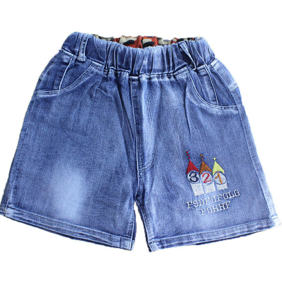 Boys Denim shorts 2023 Summer Summer Middle School Big Children's Loose Platform Hot Pants Penta Pants 3 -point Pants Casual