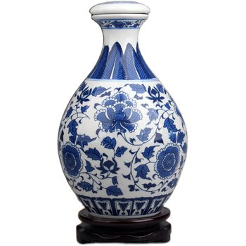 Jingdezhen ແກ້ວເຫລົ້າທີ່ເຮັດຈາກ porcelain ສີຟ້າແລະສີຂາວຂອງຄົວເຮືອນແກ້ວເຫຼົ້າແວງປະທັບຕາ