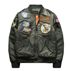 Trendy Air Force Embroidered Badge Baseball Uniform MA-1 Pilot Jacket Autumn and Winter Cotton Clothes Men and Women's Work Jackets Trendy