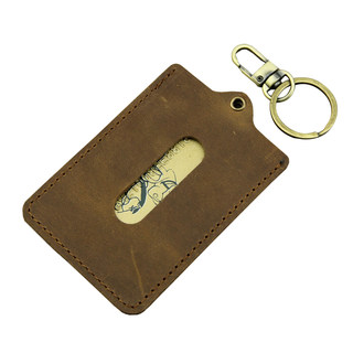 Handmade cowhide campus mini bus card holder