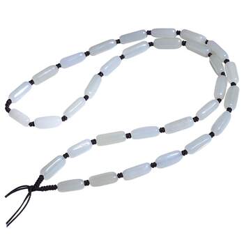 Qiansi Hetian Jade Pendant, Jade Bead Pendant, Jade Rope, Jade Jewelry, Bead Chain Necklace, Unisex Jade Neck Strap