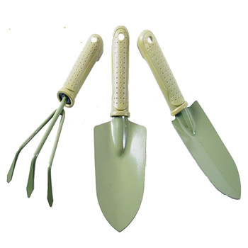 Three-Piece Set of Shovels, Three-Claw Rake, Gardening Tool Set, Home Gardening Tools for Growing Vegetables and Flowers, Plastic Handle, Spray Paint