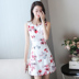 Retro không tay ăn mặc nữ mùa hè mỏng mùa hè mới Hàn Quốc Slim in ấn eo một từ vest váy váy váy đầm