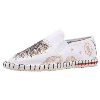 King style pure hand embroidered shoes shoes men's low-top one-legged embroidered shoes with original color imprints classic style