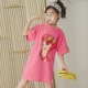 2019 quần áo trẻ em mùa hè cô gái mới hoạt hình lỏng áo thun dài váy trẻ em áo sơ mi ngắn tay trong cậu bé lớn từ bi - Áo thun váy trẻ em 10 tuổi