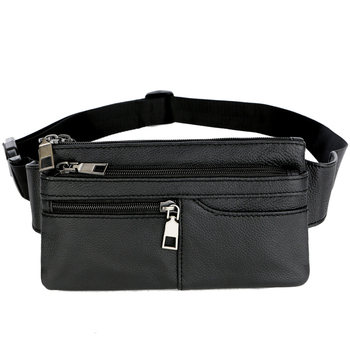 Men's multifunctional first layer genuine leather waist bag for outdoor sports