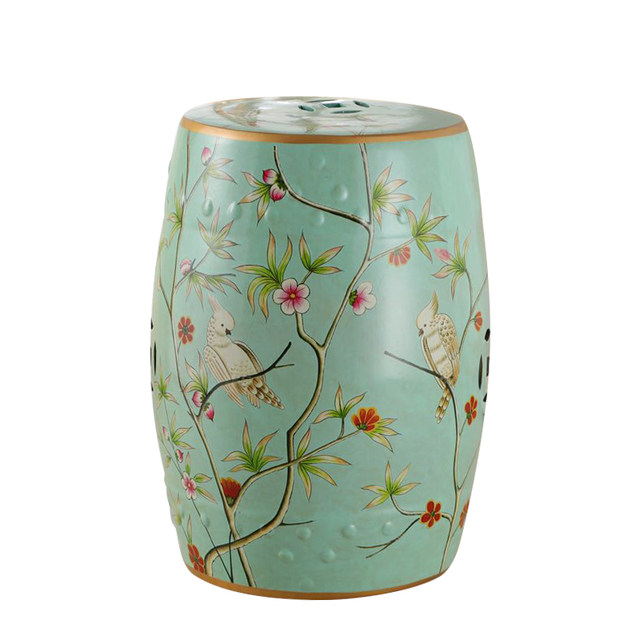 American country flower and bird ceramic classical dressing stool drum pier