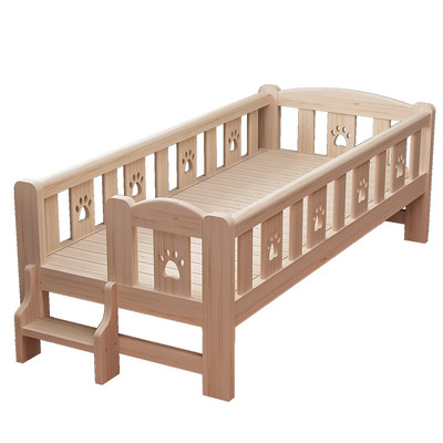 Free shipping bed widened solid wood bed pine bed bed frame widened bed extra long bed children's single bed stitching bed can be customized
