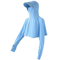 2024 new summer sunscreen clothing ice silk driving, breathable female long -sleeved large size loose thin hooded two -piece short jacket