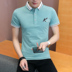 Mùa hè thiếu niên nam ngắn tay áo polo với cổ áo junior học sinh trung học t-shirt sọc chì bông nửa tay áo ve áo Polo