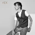 AEX Men Đơn giản Xám Fit Slim Áo len Vest Vest Vest - Lót Lót