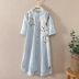 Công việc nặng nề thêu phong cách quốc gia dài phần đáy áo sơ mi nữ 2018 xuân mới áo cardigan dài tay áo sọc mẫu áo vest nữ đẹp nhất 2020 Mùa xuân