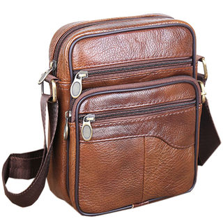 Genuine cowhide shoulder bag men's bag vertical size men's bag business casual Korean version leather messenger bag backpack