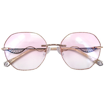 19 New Women's Frameless Retro Anti-Blue Light Flat Myopia Glasses Diamond Cut Edge Ultra-Light Personalized Entity Same Trend