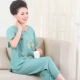 Mùa hè đôi lứa tuổi trung niên đồ ngủ mẹ ngắn tay cotton lụa phụ nữ XL cha nam phục vụ nhà phù hợp với người già - Bộ Pajama