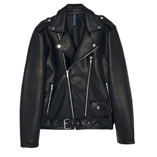 za men's spring and autumn motorcycle leather jacket diagonal zipper