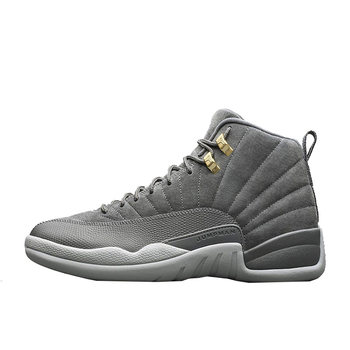 BIGCAR Air Jordan 12 AJ12 Gray Suede Gold 153265-005 113 007 601