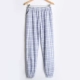 Quần Pyjama mùa hè Quần nam Quần cotton Trang chủ Quần rộng thoải mái Kích thước lớn Cotton Kẻ sọc Quần nhà mỏng Điều hòa quần quần ngủ nam