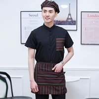 Черная шапка, фартук, короткий рукав