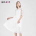 2018 yêu thỏ mùa hè của phụ nữ đơn giản trắng ngắn tay đầm váy đầm
