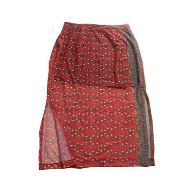 Summer thin pink floral cheongsam style sexy long skirt with left and right sides