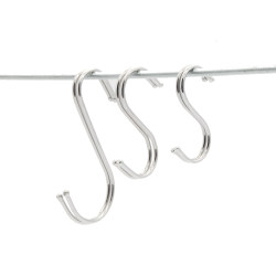 Flat S hook stainless steel hook ຮູບຊົງ S ສໍາລັບເຄື່ອງນຸ່ງຫົ່ມແລະຫມວກ bacon sausage ປາຕາກແຫ້ງ S hook ຫ້ອງນ້ໍາເຮືອນຄົວເກັບຮັກສາ S hook