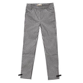 Elastic waist ສີດໍາແລະສີຂາວ plaid ວ່າງບາງສິ້ນຝ້າຍບໍລິສຸດຂອງແມ່ຍິງ