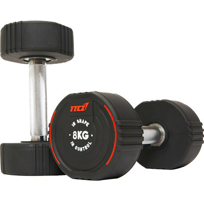 TTCZ new commercial PU round head dumbbell men's gym weight-bearing rubberized barbell biceps bird training
