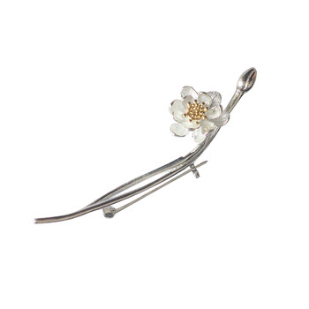 Dani original 925 silver lotus brooch corsage pin women accessories pin button silk scarf button creative gift