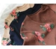 Áo len 2019 đầu xuân bằng vải cotton và vải lanh nghệ thuật in hoa retro áo len dài tay hoang dã V-cổ áo mỏng