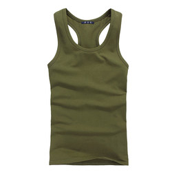 Men's Summer Cotton Racer Vest Youth Large Size Elastic Tight Slim Youth Bottoming Solid Color Vest