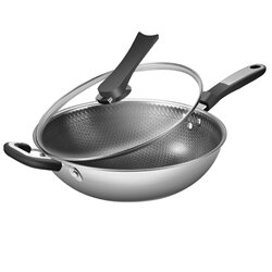 German non-stick wok, fume-free household 304 stainless steel wok, induction cooker, gas stove special pot