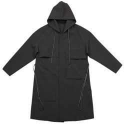 Spring and Autumn Designer Brand Men's Mid-Length Windbreaker Trendy Large Pocket Drawstring Hooded Windbreaker