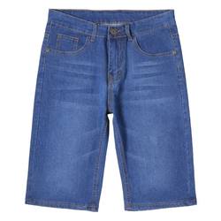 Summer thin denim shorts for men, loose straight mid-pants, middle-aged plus fat, large size, elastic daddy jodhpurs
