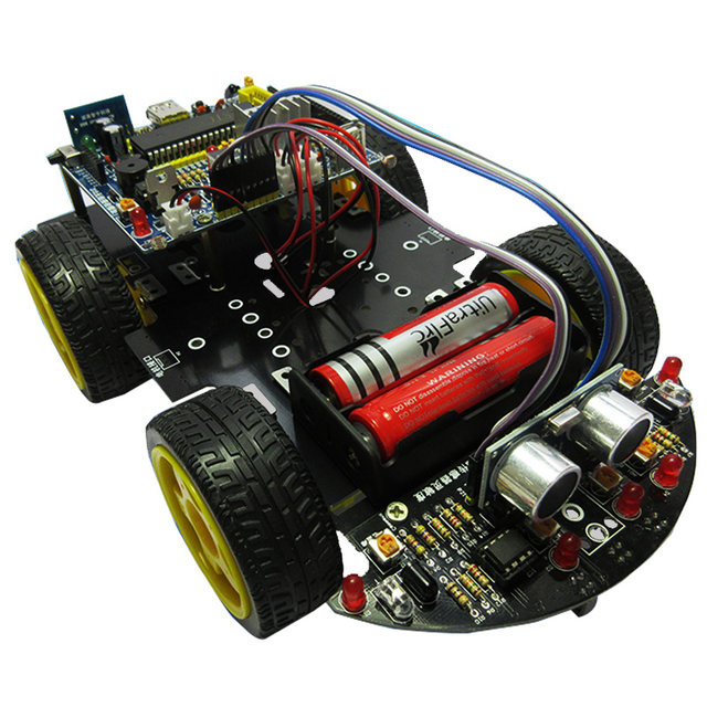51 single chip microcomputer four-wheel drive smart car tracking obstacle avoidance remote control Bluetooth WIFI smart car robot kit