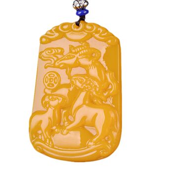 Hotan jade sanyang kai tai jade pendant zodiac jade tag
