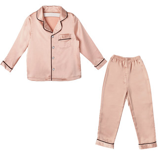 Girls pajamas thin ice silk children's spring and summer long-sleeved silk baby children's spring and autumn homewear suit