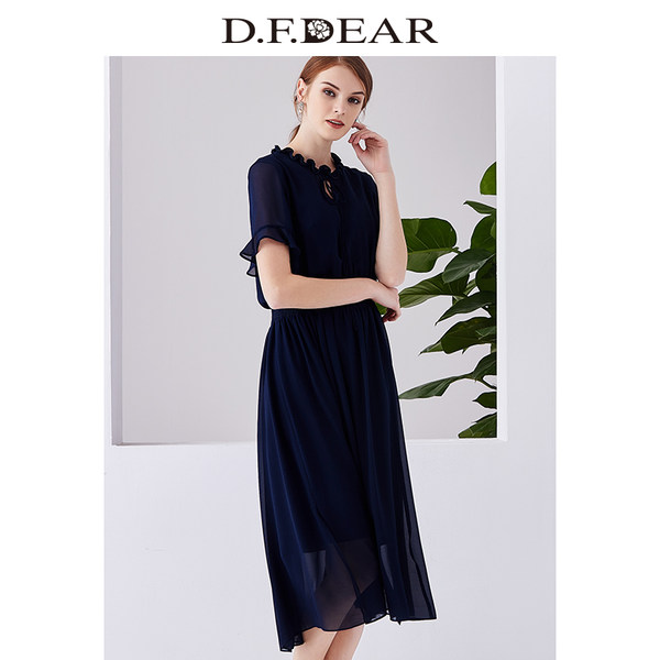 D．F．DEAR  德菲蒂奥 18年新款 系带镂空雪纺连衣裙 天猫优惠券折后￥269包邮（￥419-150）2色可选