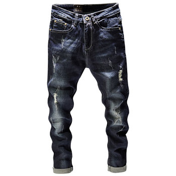 Beggar Pants 2023 New Jeans Men's Spring Korean Style Trendy Versatile Casual Ripped Spring Thin Slim Pints