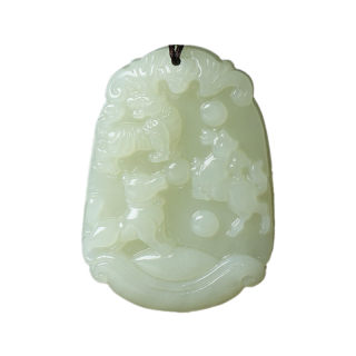 Three-in-one zodiac pendant, Hetian jade necklace, monkey, rat, dragon