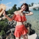 Chia áo tắm nữ võ sĩ bảo thủ ngực nhỏ tụ tập sóng đỏ điểm sinh viên Hàn Quốc bong bóng tắm nước nóng mùa xuân - Bộ đồ bơi hai mảnh Số hàng hiển th