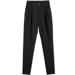 Spring and Autumn 2024 New Striped Harem Pants Women's Loose Large Size Casual Black Suit Carrot Small Leg Long Pants