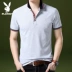 Áo thun ngắn tay Playboy nam mùa hè Slim Lapel POLO Áo sơ mi màu trơn Áo thun mỏng màu xanh lá bông t shirt polo Polo