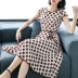 Xiang Li Li tủ 2018 mùa hè mới ngắn tay thời trang eo Slim đu lớn một từ váy sóng điểm in đầm đầm kiểu Sản phẩm HOT