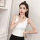 Phiên bản Hàn Quốc ngắn tay cổ chữ V chạm đáy đan dây đan 2018 hè mới thời trang bên trong áo ao kieu dep