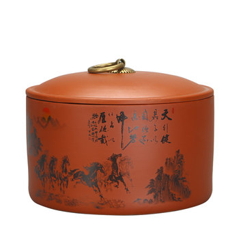 Large Purple Clay Tea Canister, Ceramic Sealed Jar for Home Use, Pu'Er Tea Packaging Box, Tea Aging Jar, Storage Jar, Universal