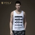 PINLI Pinli Mùa hè Sản phẩm mới Nam In mỏng Không tay cơ sở Vest Xu hướng nam B182111101 - Áo vest cotton Áo vest cotton