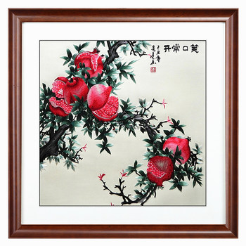 Suzhou embroidery ແລະ Hunan embroidery ຜະລິດຕະພັນສໍາເລັດຮູບຫ້ອງດໍາລົງຊີວິດ painting ປາກຍິ້ມມັກຈະເປີດ embroidery painting boutique ຫ້ອງນອນຮ້ານອາຫານ pomegranate hanging painting Suzhou embroidery