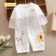 Mùa hè bé gạc cotton smock quần áo một mảnh bé áo dài tay gạc jumpsuit bé sơ sinh mùa hè áo khoác mỏng - Áo liền quần